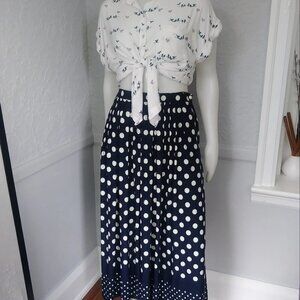Long Skirt by Principles Collection - Navy and White Polka Dot